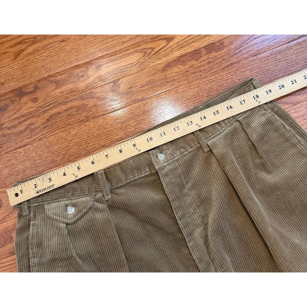 Vintage Polo Ralph Lauren Corduroy Pants Mens 38x30 Brown Pleated Made In USA